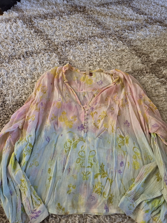 Pilcro Tops - Pilcro Pastel Multi-Color Floral Long Sleeve Peasant Top